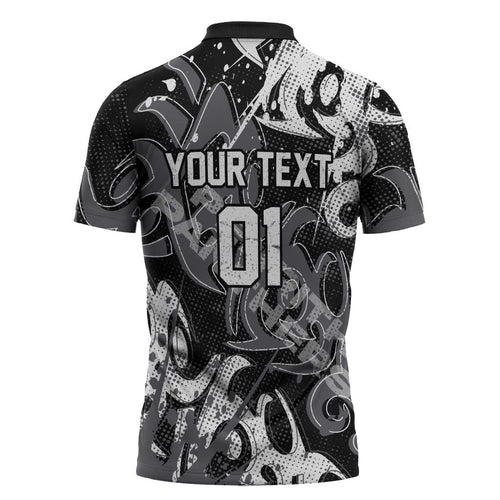 Personalized Penrith Panthers Rugby Zipper Polo Shirt Urban Street Graffiti Style - Distressed Splatter Elements