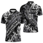 Personalized Penrith Panthers Rugby Zipper Polo Shirt Urban Street Graffiti Style - Distressed Splatter Elements