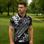 Personalized Penrith Panthers Rugby Zipper Polo Shirt Urban Street Graffiti Style - Distressed Splatter Elements