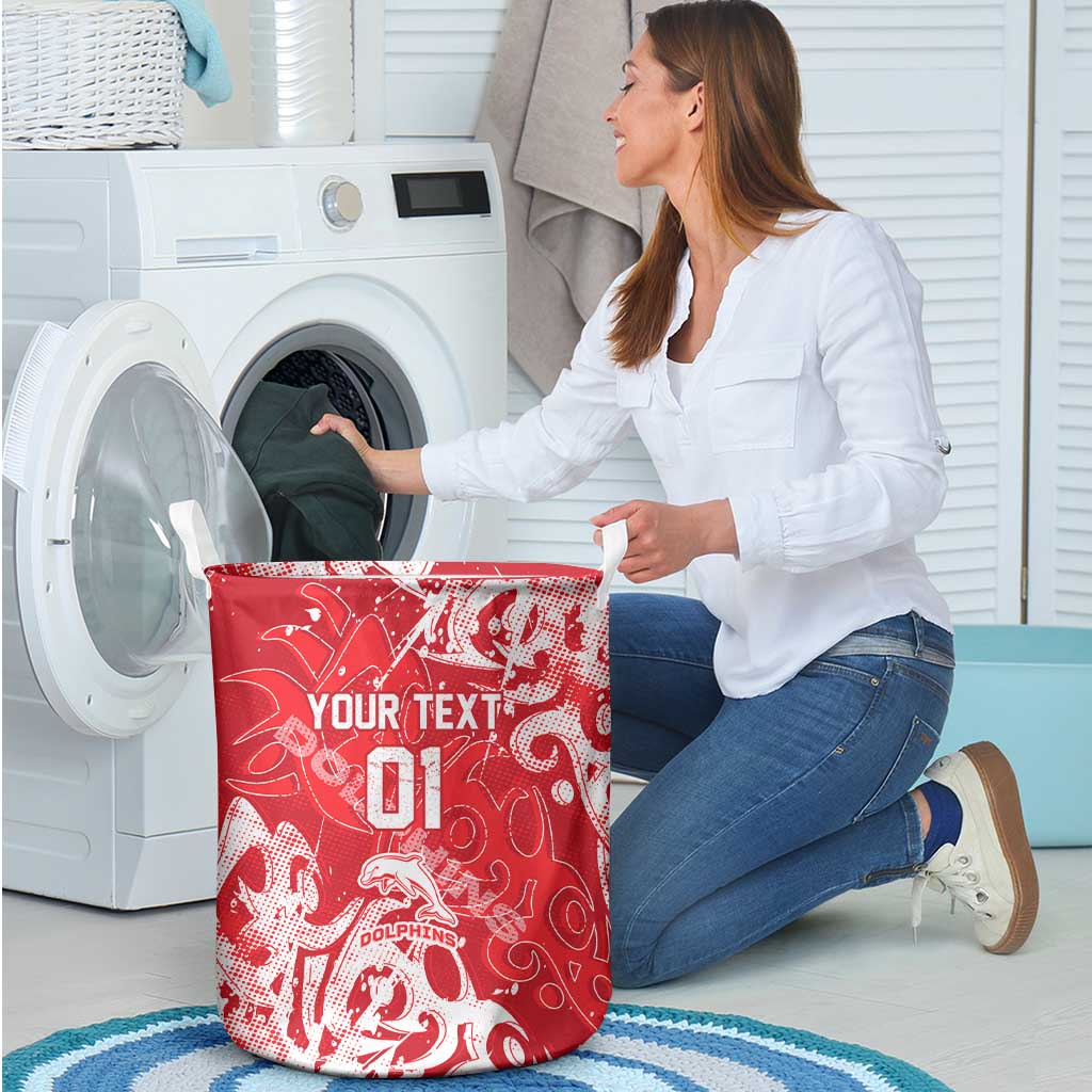 Personalized Dolphins Rugby Laundry Basket Urban Street Graffiti Style - Distressed Splatter Elements