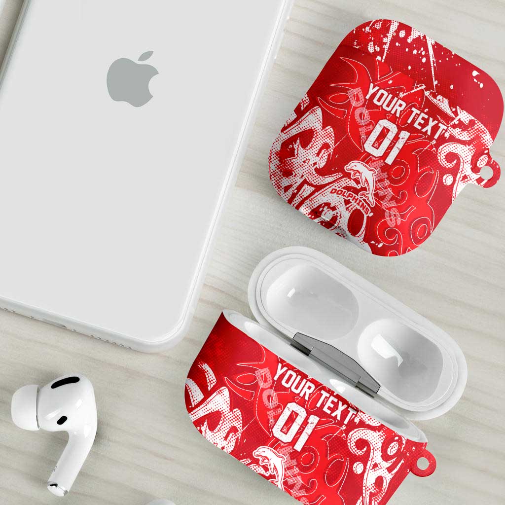 Personalized Dolphins Rugby AirPods Case Urban Street Graffiti Style - Distressed Splatter Elements