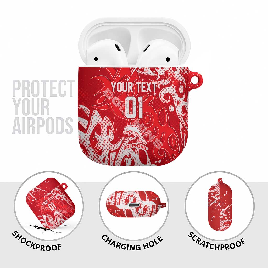 Personalized Dolphins Rugby AirPods Case Urban Street Graffiti Style - Distressed Splatter Elements