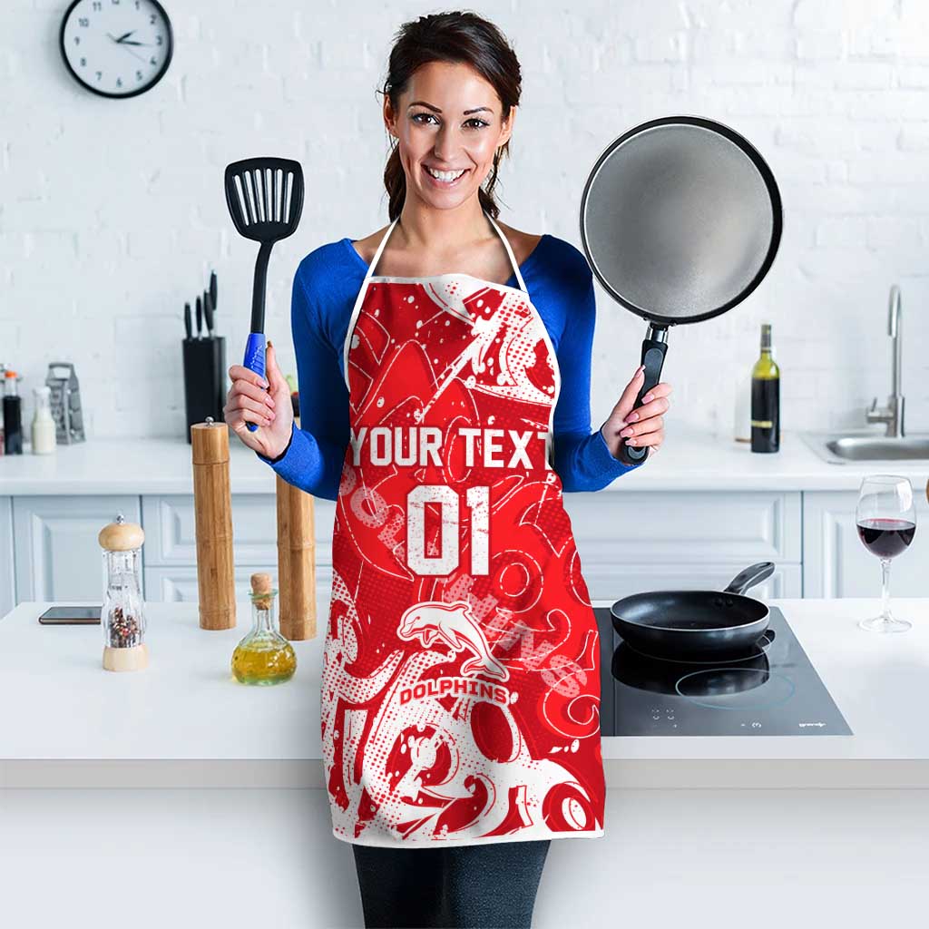 Personalized Dolphins Rugby Apron Urban Street Graffiti Style - Distressed Splatter Elements