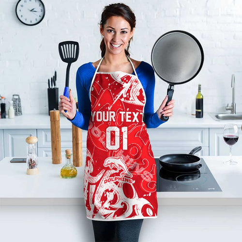Personalized Dolphins Rugby Apron Urban Street Graffiti Style - Distressed Splatter Elements