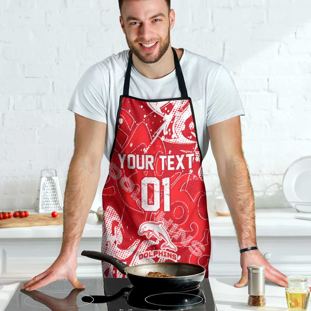 Personalized Dolphins Rugby Apron Urban Street Graffiti Style - Distressed Splatter Elements