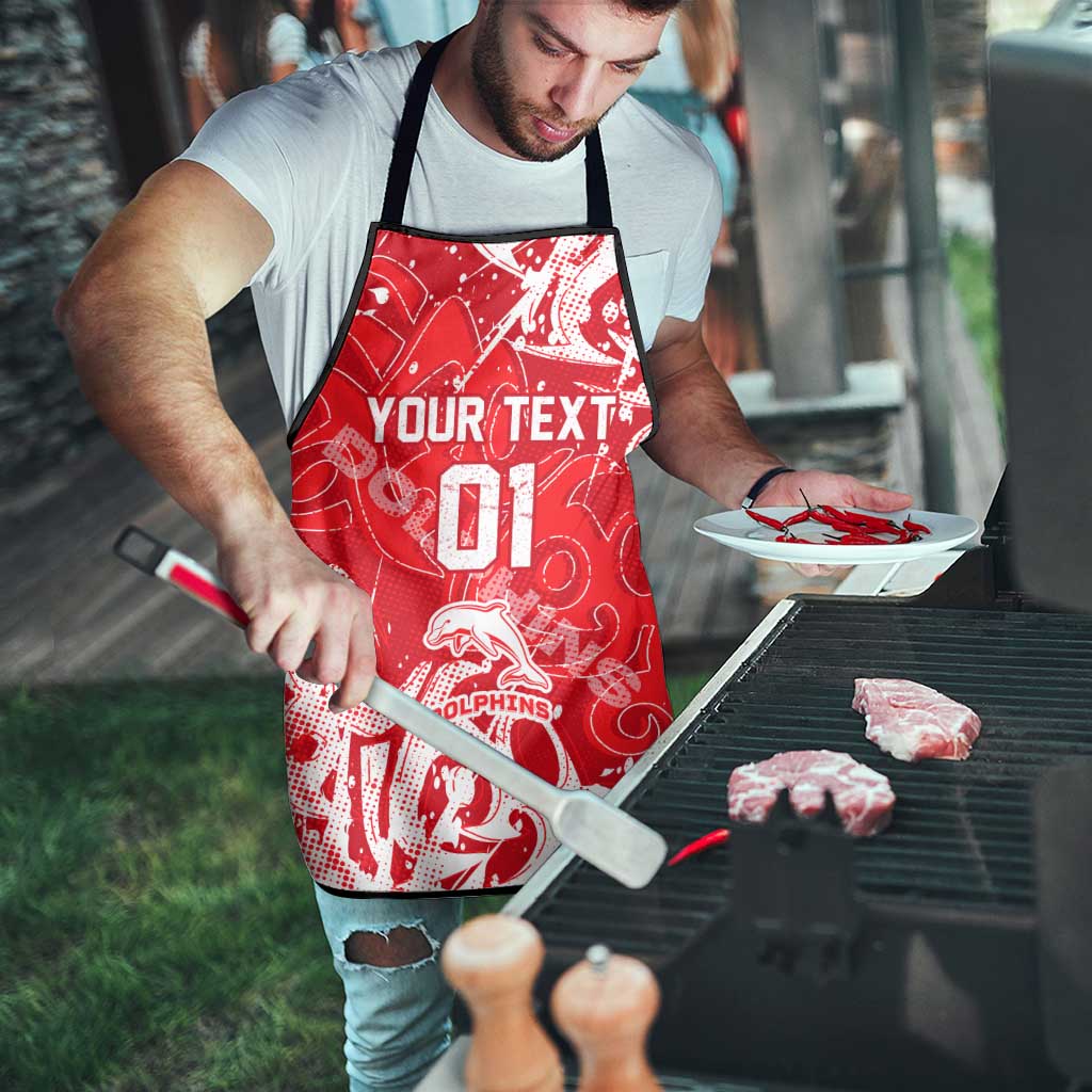 Personalized Dolphins Rugby Apron Urban Street Graffiti Style - Distressed Splatter Elements