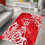 Personalized Dolphins Rugby Area Rug Urban Street Graffiti Style - Distressed Splatter Elements