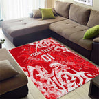 Personalized Dolphins Rugby Area Rug Urban Street Graffiti Style - Distressed Splatter Elements