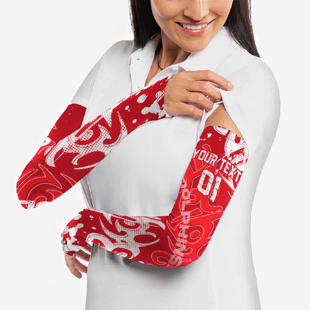 Personalized Dolphins Rugby Arm Sleeves Urban Street Graffiti Style - Distressed Splatter Elements