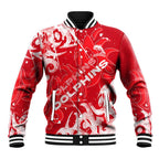 Personalized Dolphins Rugby Baseball Jacket Urban Street Graffiti Style - Distressed Splatter Elements
