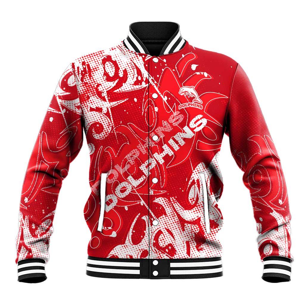 Personalized Dolphins Rugby Baseball Jacket Urban Street Graffiti Style - Distressed Splatter Elements