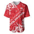 Personalized Dolphins Rugby Baseball Jersey Urban Street Graffiti Style - Distressed Splatter Elements