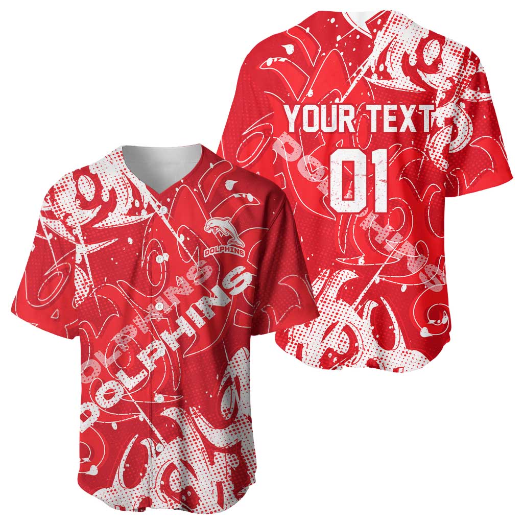 Personalized Dolphins Rugby Baseball Jersey Urban Street Graffiti Style - Distressed Splatter Elements
