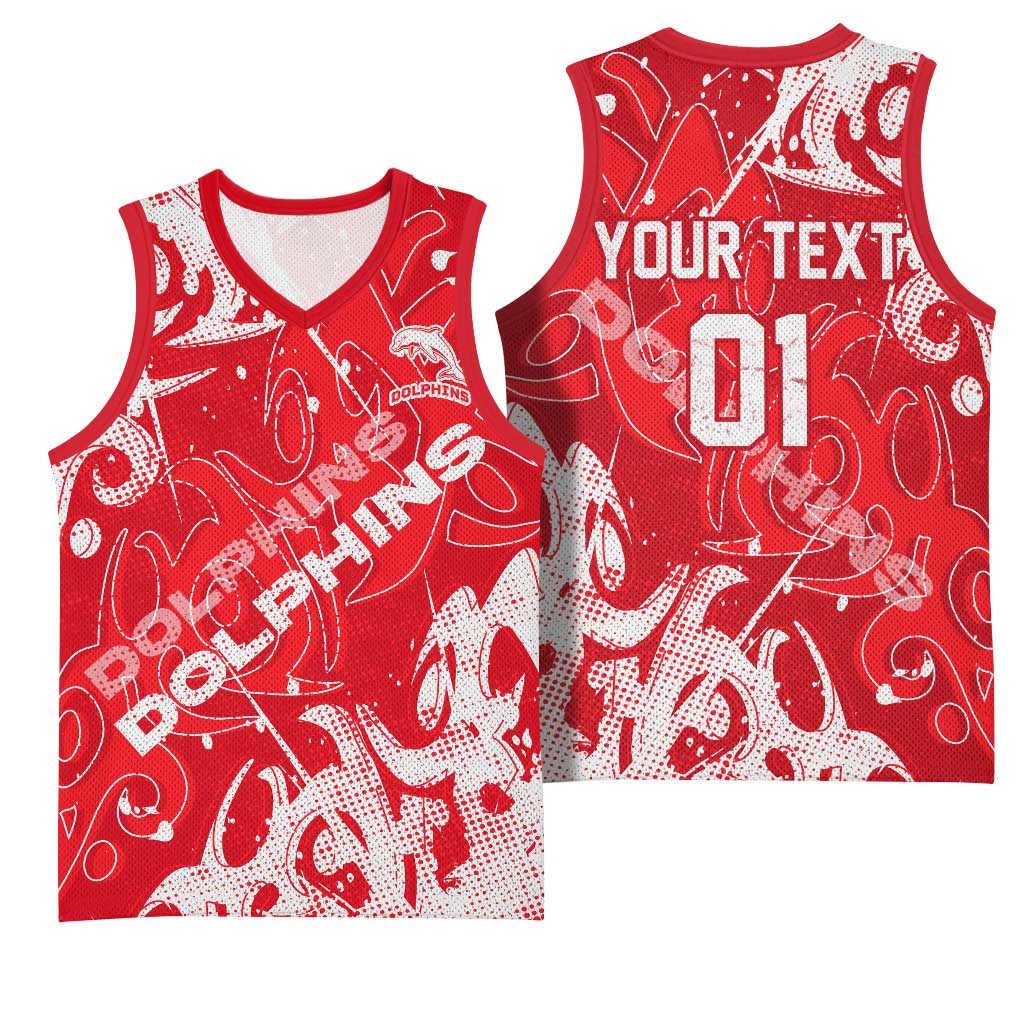 Personalized Dolphins Rugby Basketball Jersey Urban Street Graffiti Style - Distressed Splatter Elements