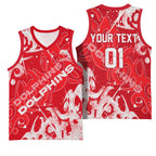 Personalized Dolphins Rugby Basketball Jersey Urban Street Graffiti Style - Distressed Splatter Elements
