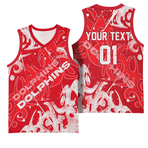 Personalized Dolphins Rugby Basketball Jersey Urban Street Graffiti Style - Distressed Splatter Elements