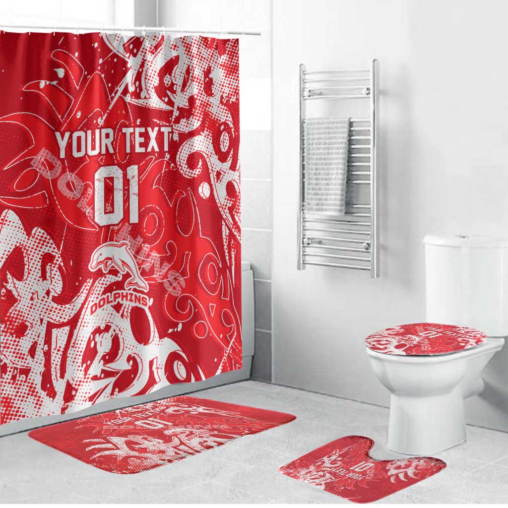 Personalized Dolphins Rugby Bathroom Set Urban Street Graffiti Style - Distressed Splatter Elements