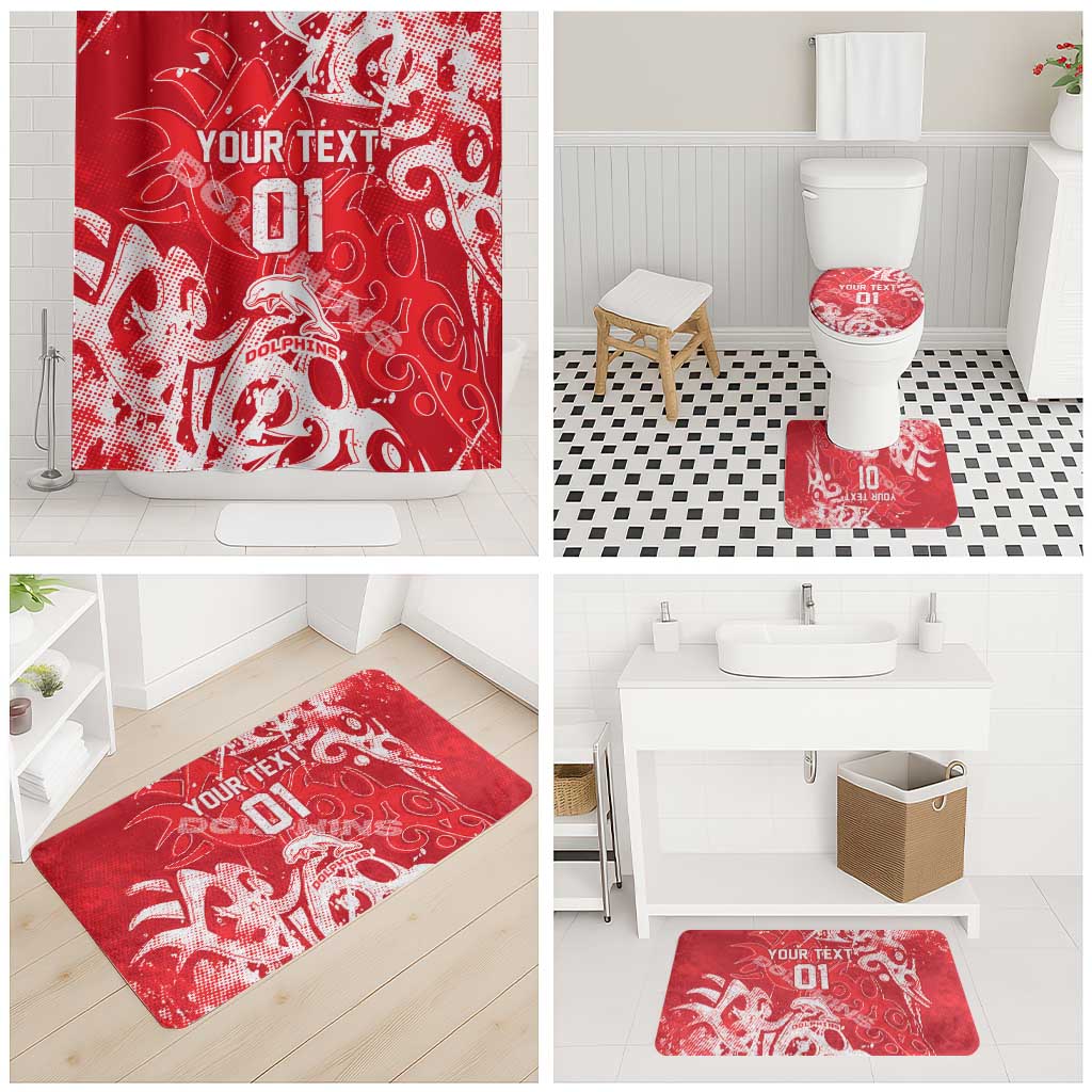 Personalized Dolphins Rugby Bathroom Set Urban Street Graffiti Style - Distressed Splatter Elements