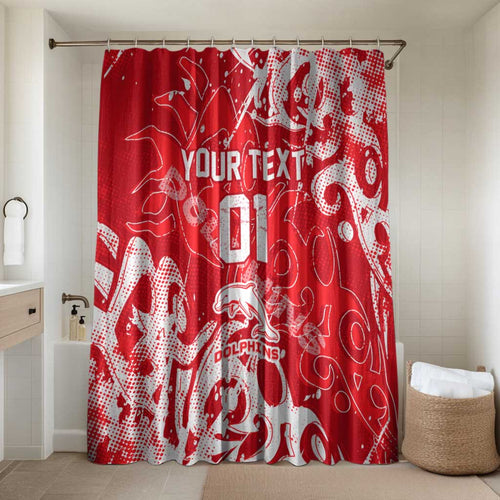 Personalized Dolphins Rugby Bathroom Set Urban Street Graffiti Style - Distressed Splatter Elements