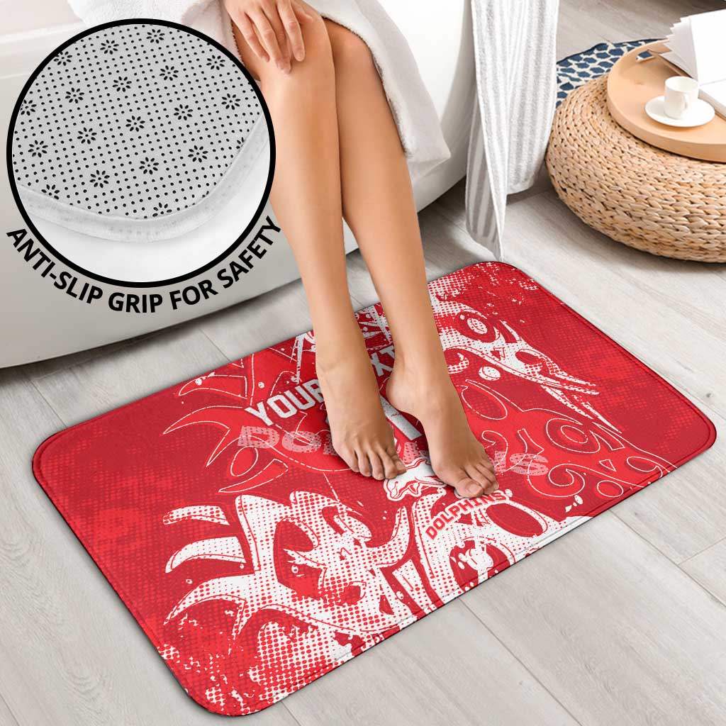 Personalized Dolphins Rugby Bathroom Set Urban Street Graffiti Style - Distressed Splatter Elements