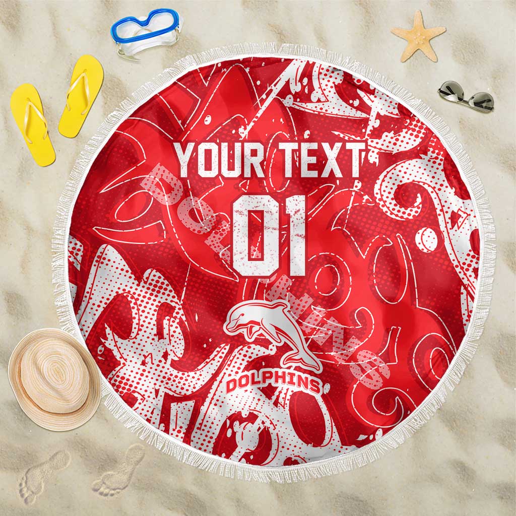 Personalized Dolphins Rugby Beach Blanket Urban Street Graffiti Style - Distressed Splatter Elements