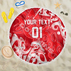 Personalized Dolphins Rugby Beach Blanket Urban Street Graffiti Style - Distressed Splatter Elements