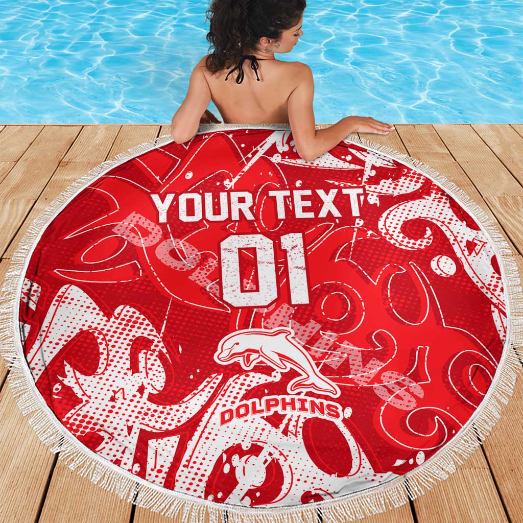 Personalized Dolphins Rugby Beach Blanket Urban Street Graffiti Style - Distressed Splatter Elements