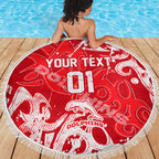 Personalized Dolphins Rugby Beach Blanket Urban Street Graffiti Style - Distressed Splatter Elements