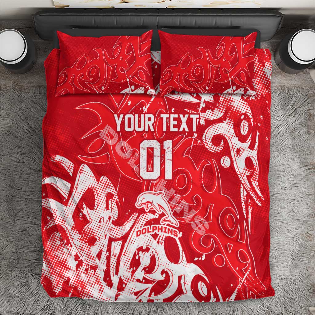 Personalized Dolphins Rugby Bedding Set Urban Street Graffiti Style - Distressed Splatter Elements