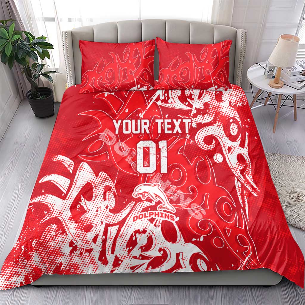 Personalized Dolphins Rugby Bedding Set Urban Street Graffiti Style - Distressed Splatter Elements