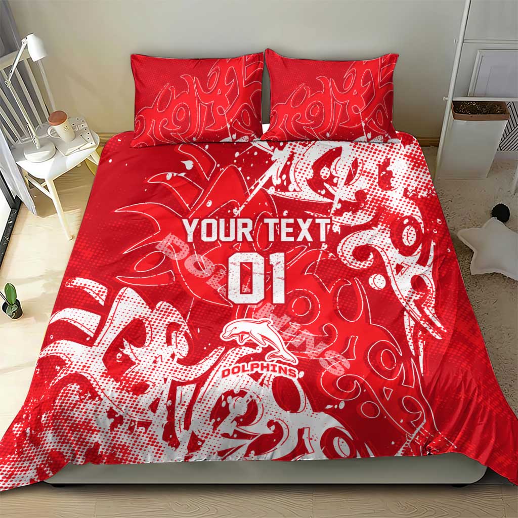 Personalized Dolphins Rugby Bedding Set Urban Street Graffiti Style - Distressed Splatter Elements