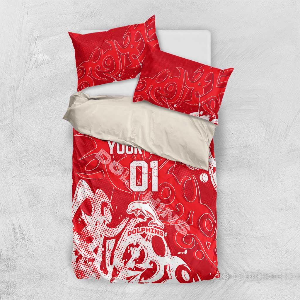 Personalized Dolphins Rugby Bedding Set Urban Street Graffiti Style - Distressed Splatter Elements