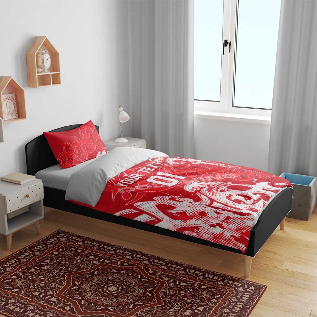 Personalized Dolphins Rugby Bedding Set Urban Street Graffiti Style - Distressed Splatter Elements