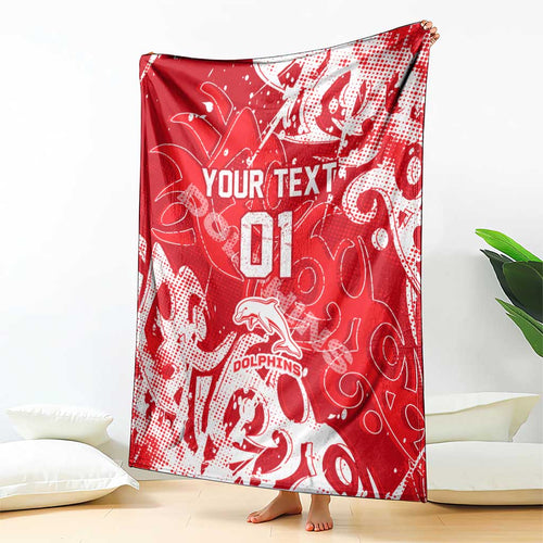 Personalized Dolphins Rugby Blanket Urban Street Graffiti Style - Distressed Splatter Elements