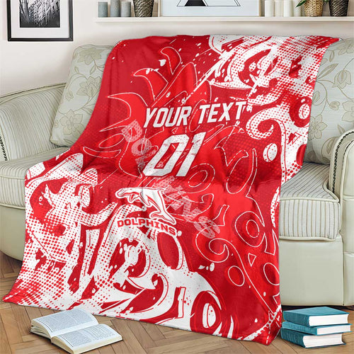 Personalized Dolphins Rugby Blanket Urban Street Graffiti Style - Distressed Splatter Elements