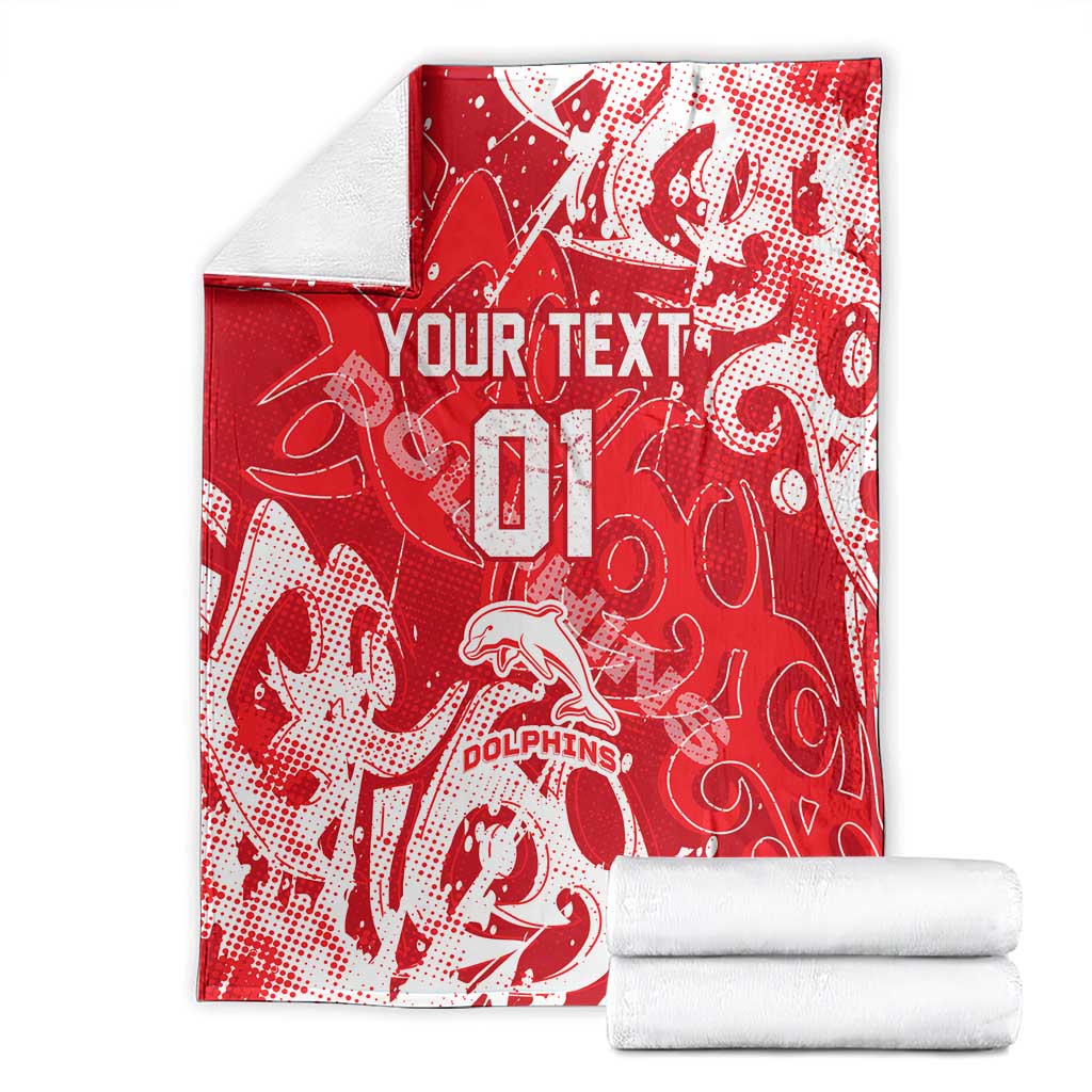 Personalized Dolphins Rugby Blanket Urban Street Graffiti Style - Distressed Splatter Elements