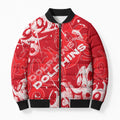 Personalized Dolphins Rugby Bomber Puffer Jacket Urban Street Graffiti Style - Distressed Splatter Elements