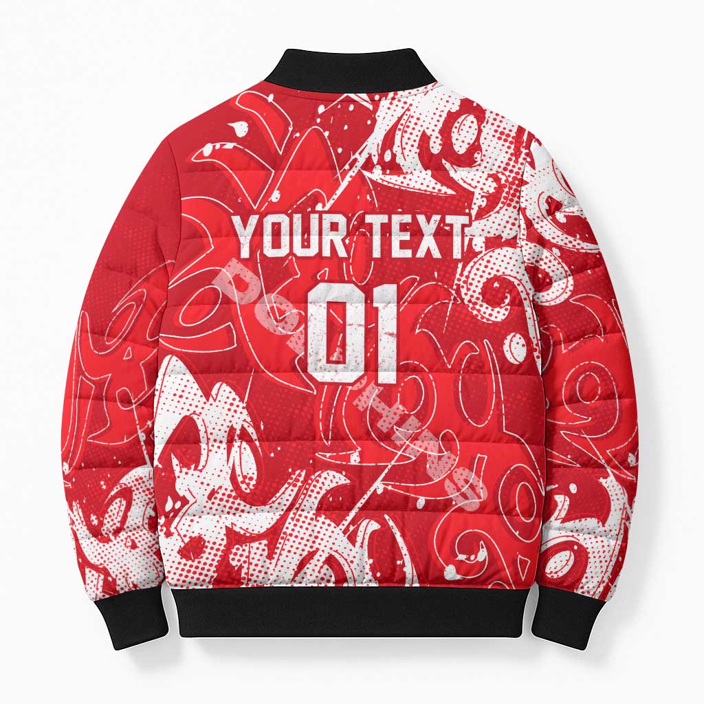 Personalized Dolphins Rugby Bomber Puffer Jacket Urban Street Graffiti Style - Distressed Splatter Elements