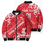 Personalized Dolphins Rugby Bomber Puffer Jacket Urban Street Graffiti Style - Distressed Splatter Elements