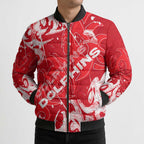 Personalized Dolphins Rugby Bomber Puffer Jacket Urban Street Graffiti Style - Distressed Splatter Elements