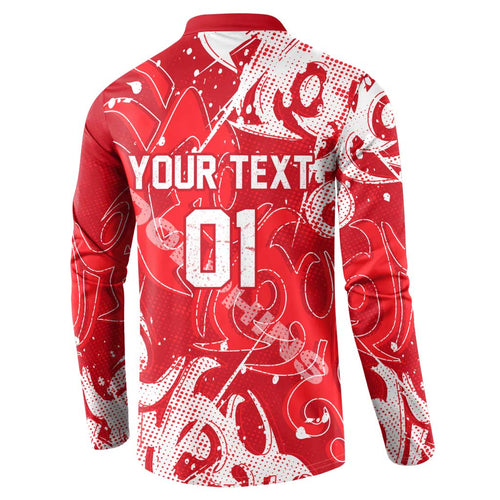 Personalized Dolphins Rugby Button Sweatshirt Urban Street Graffiti Style - Distressed Splatter Elements