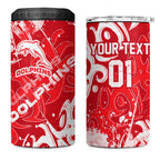 Personalized Dolphins Rugby 4 in 1 Can Cooler Tumbler Urban Street Graffiti Style - Distressed Splatter Elements