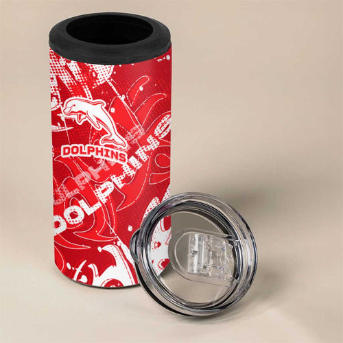 Personalized Dolphins Rugby 4 in 1 Can Cooler Tumbler Urban Street Graffiti Style - Distressed Splatter Elements