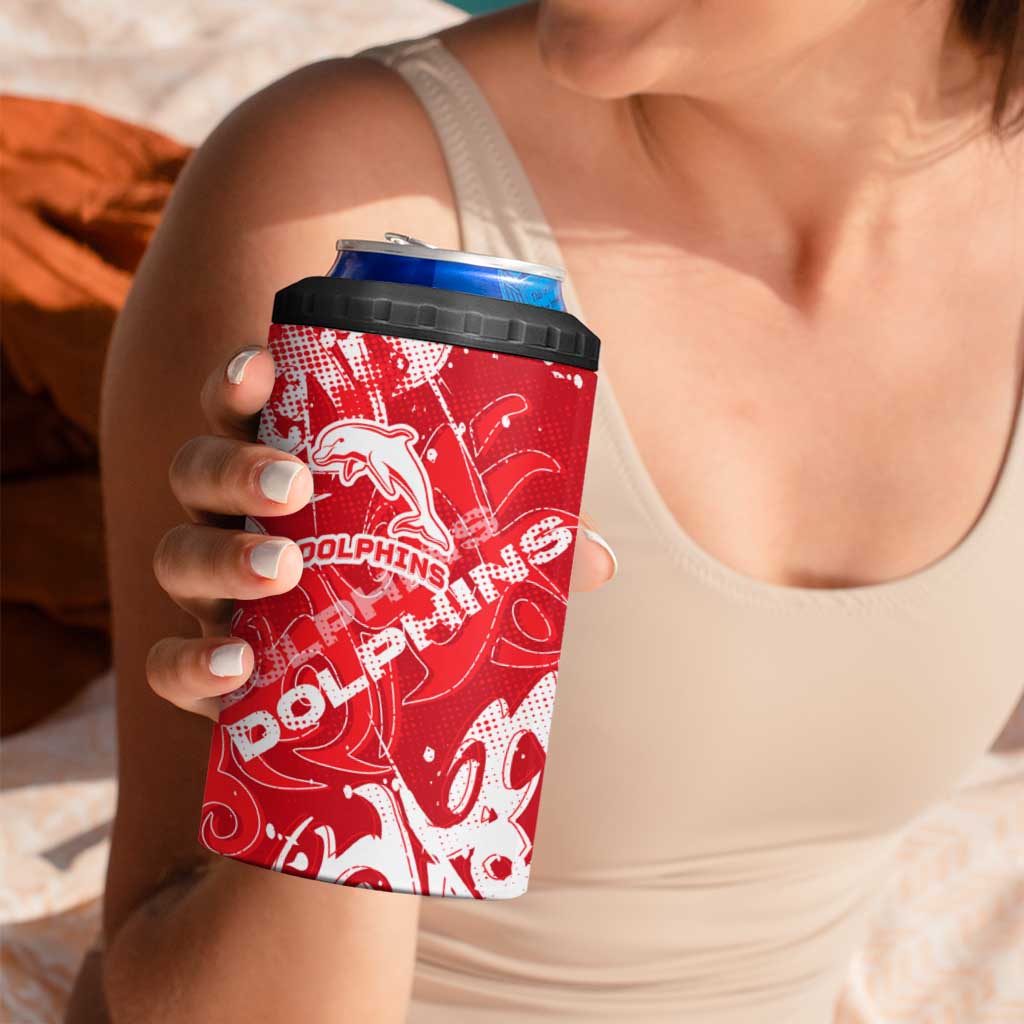 Personalized Dolphins Rugby 4 in 1 Can Cooler Tumbler Urban Street Graffiti Style - Distressed Splatter Elements