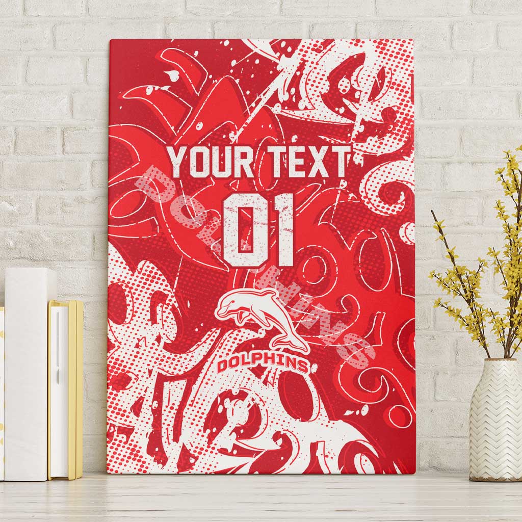 Personalized Dolphins Rugby Canvas Wall Art Urban Street Graffiti Style - Distressed Splatter Elements