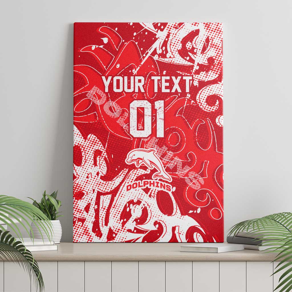 Personalized Dolphins Rugby Canvas Wall Art Urban Street Graffiti Style - Distressed Splatter Elements