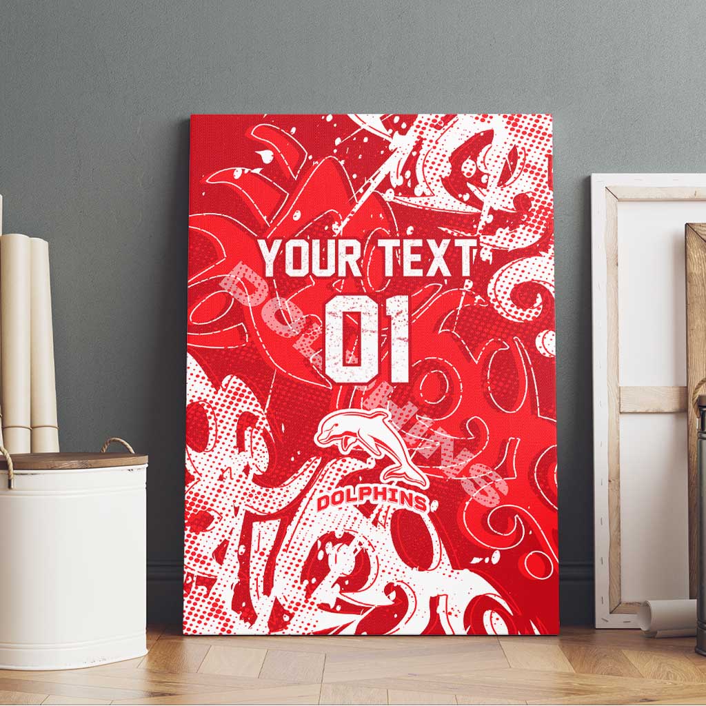 Personalized Dolphins Rugby Canvas Wall Art Urban Street Graffiti Style - Distressed Splatter Elements