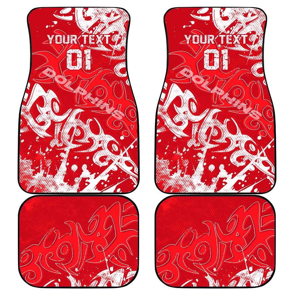 Personalized Dolphins Rugby Car Mats Urban Street Graffiti Style - Distressed Splatter Elements