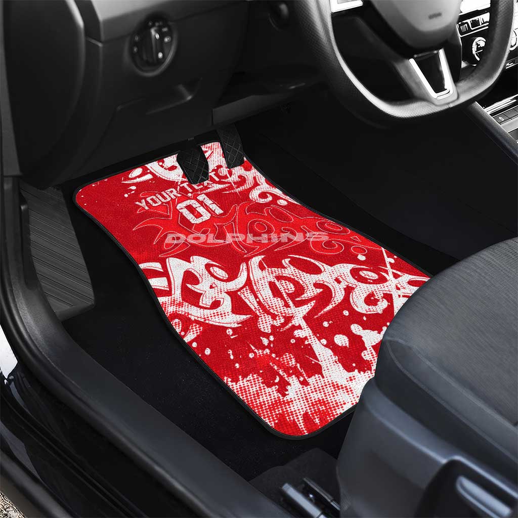 Personalized Dolphins Rugby Car Mats Urban Street Graffiti Style - Distressed Splatter Elements