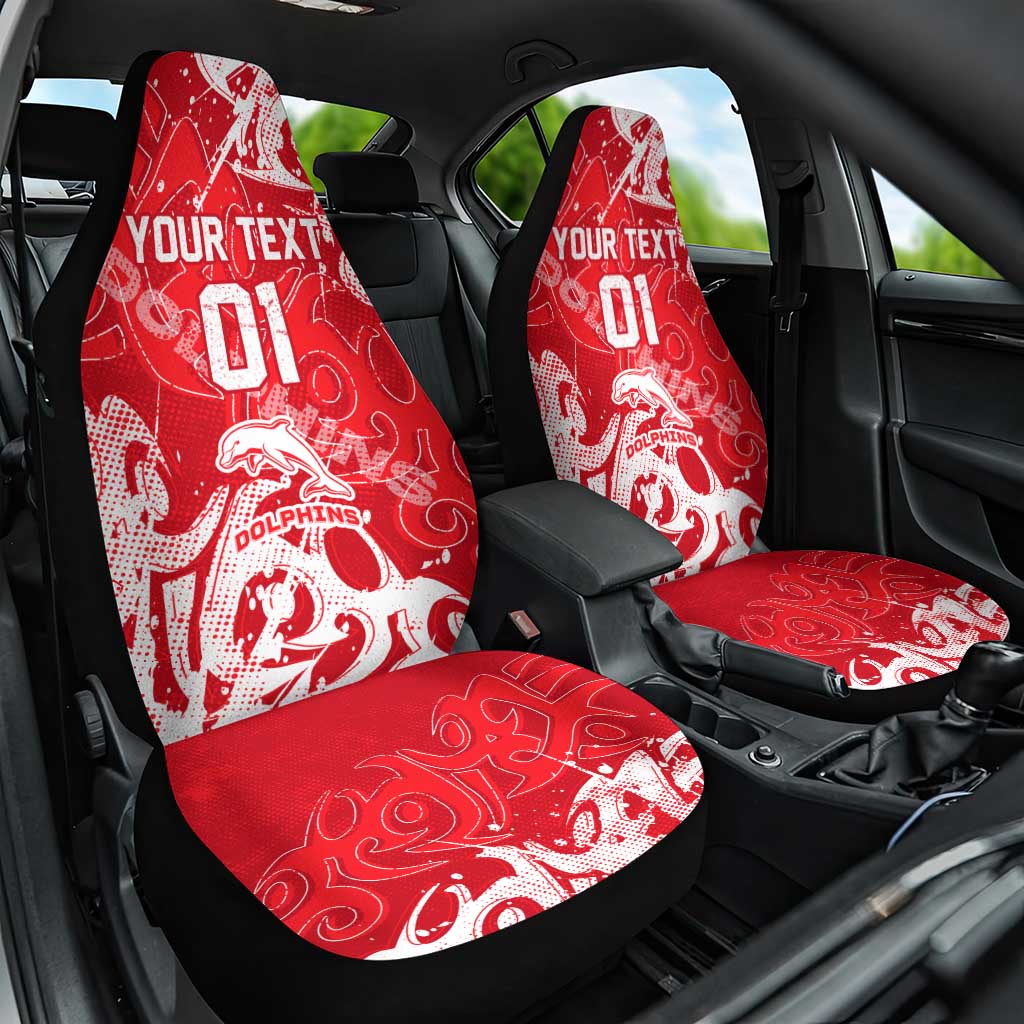 Personalized Dolphins Rugby Car Seat Cover Urban Street Graffiti Style - Distressed Splatter Elements